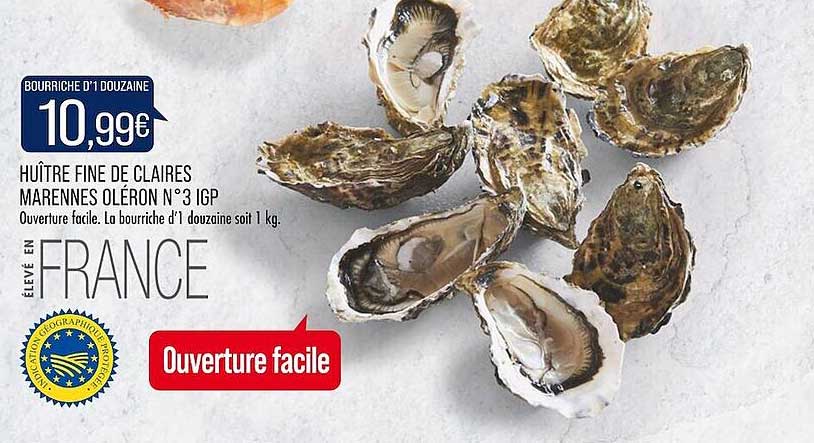 huître fine de claires marennes oléron n°3 igp