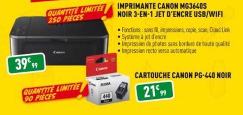 imprimante canon mg3640s noir 3-en-1 jet d'encre usb/wifi
