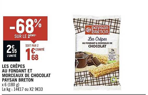 les crêpes au fondant et morceaux de chocolat paysan breton