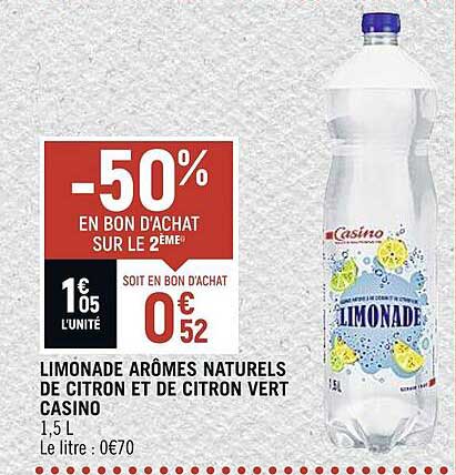 limonade arômes naturels de citron et de citron vert casino