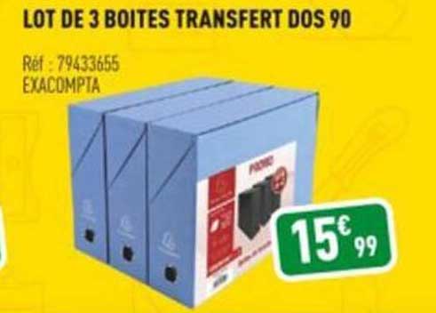 lot de 3 boîtes transfert dos 90