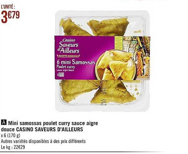 mini samossas poulet curry sauce aigre douce casino saveurs d'ailleurs