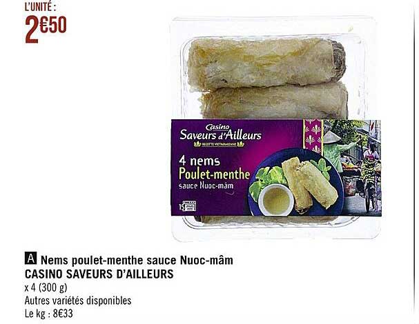 nems poulet-menthe sauce nuoc-mâm casino saveurs d'ailleurs