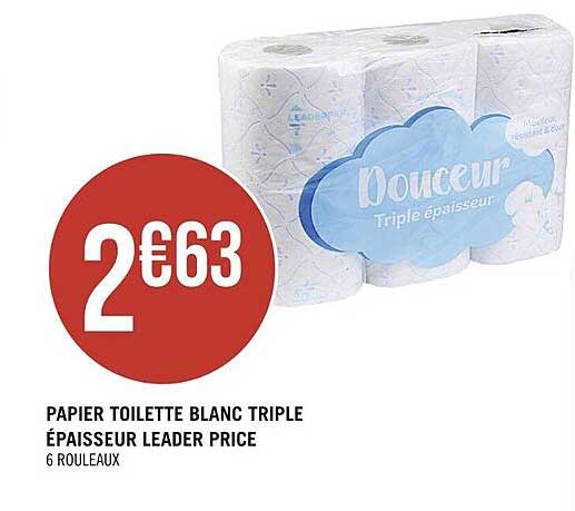 papier toilette blanc triple épaisseur leader price