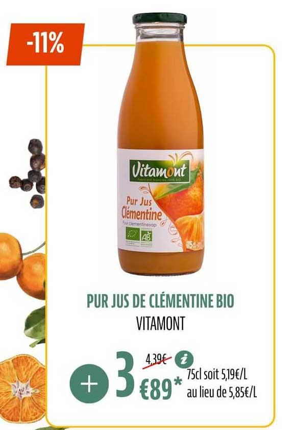 Pur Jus De Clémentine Bio Vitamont
