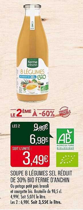 soupe 8 légumes sel réduit de 30% bio ferme d'anchin