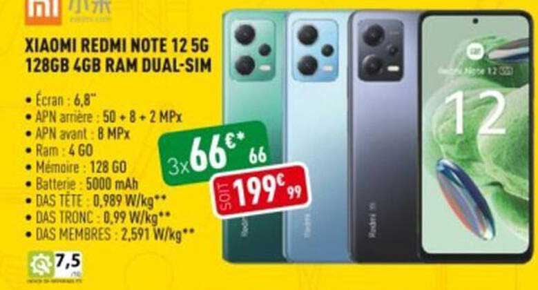 xiaomi redmi note 12 5g 128gb 4gb ram dual-sim