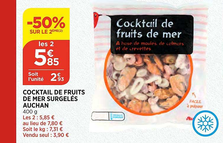 Cocktail De Fruits De Mer Surgelés Auchan -50% Sur Le 2ème