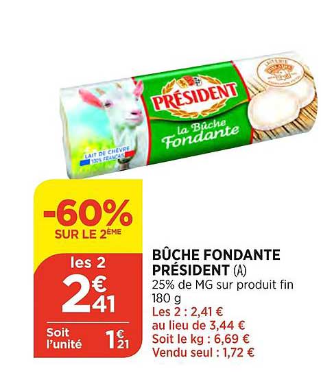 Bûche Fondante Président -60% Sur Le 2ème