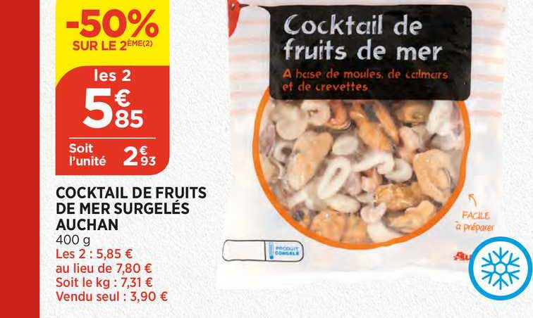 Cocktail De Fruits De Mer Surgelés Auchan -50% Sur Le 2ème