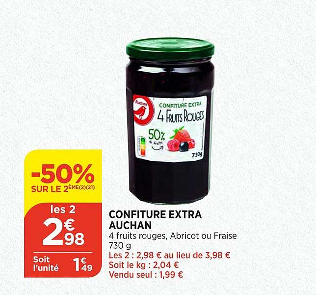 Confiture Extra Auchan -50% Sur Le 2ème
