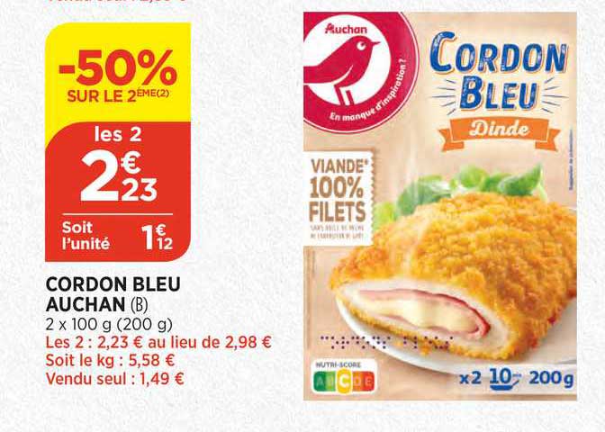 Cordon Bleu Auchan -50% Sur Le 2ème
