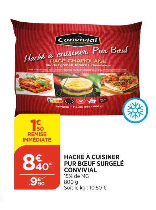 haché à cuisiner pur bœuf surgelé convivial