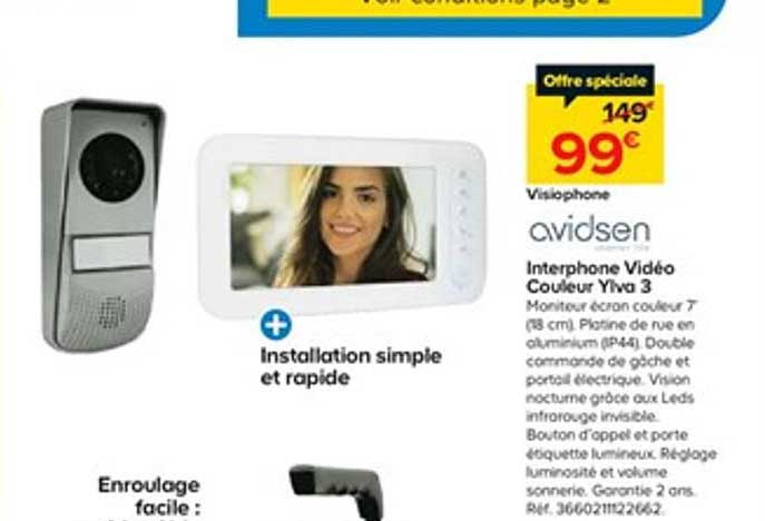 interphone vidéo couleur ylva 3 avidsen
