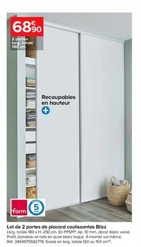 lot de 2 portes de placard coulissantes blizz