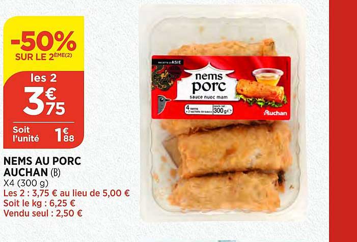 Nems Au Porc Auchan -50% Sur Le 2ème