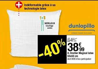 oreiller magical latex dunlopillo