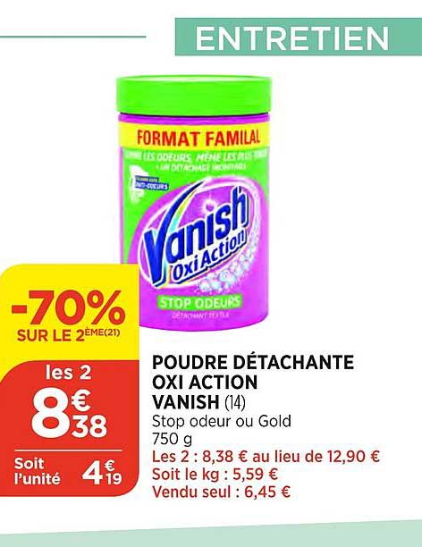 poudre détachante oxi action vanish -70% sur le 2ème