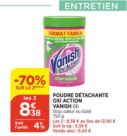 poudre détachante oxi action vanish -70% sur le 2ème
