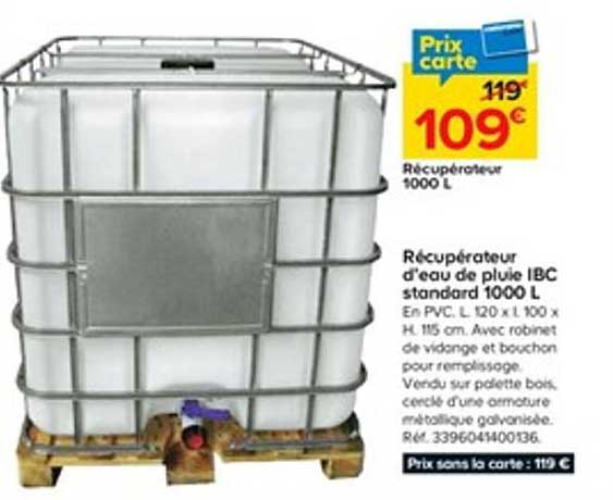 récupérateur d'eau de pluie ibc standard 1000l
