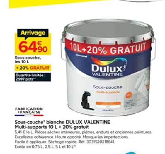 sous couche blanche dulux valentine mutli supports 10 l + 20% gratuit
