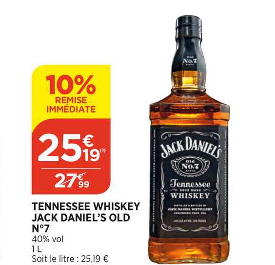 tennessee whiskey jack daniel's old n°7 10% de remise immédiate