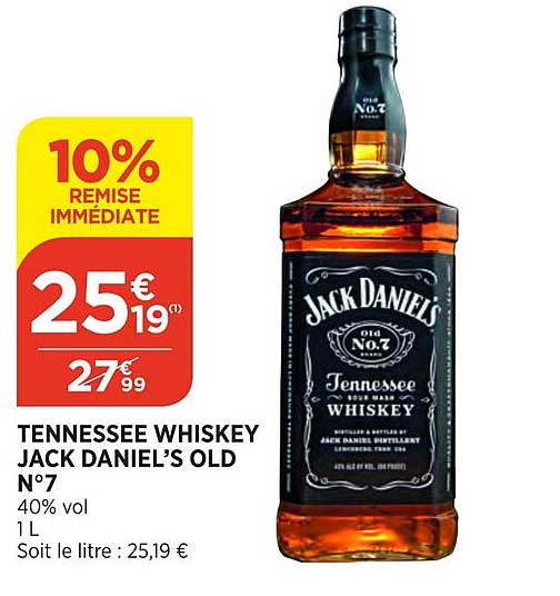 tennessee whiskey jack daniel's old n°7 10% de remise immédiate