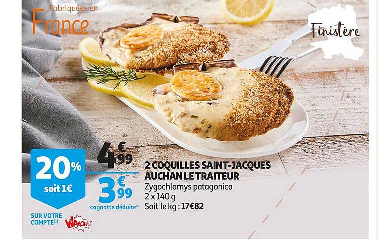 2 coquilles saint-jacques auchan le traiteur
