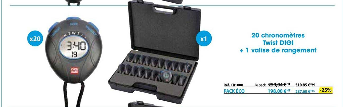 20 chronomètres twist digi + 1 valise de rangement