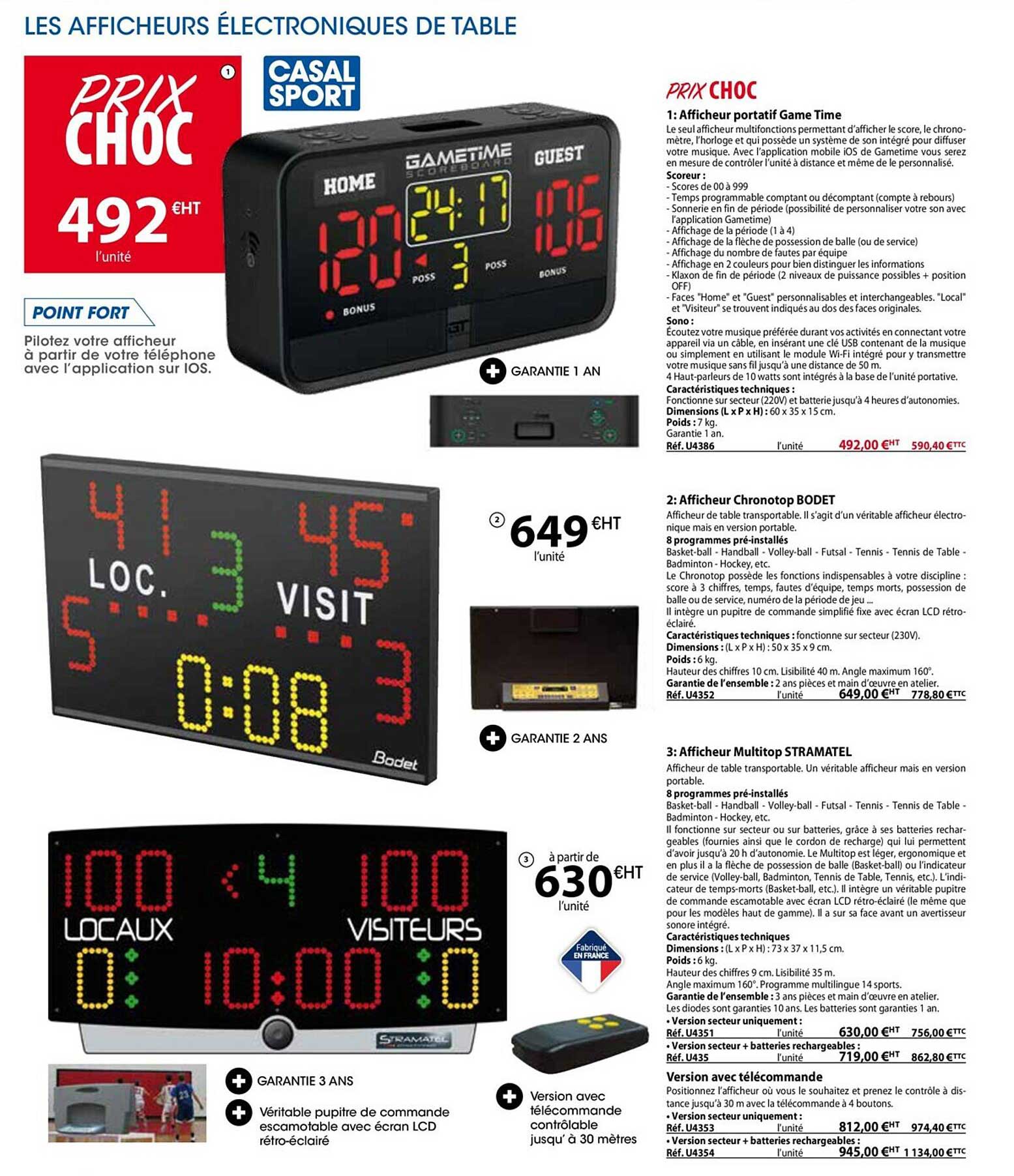 afficheurs électroniques de table casal sport