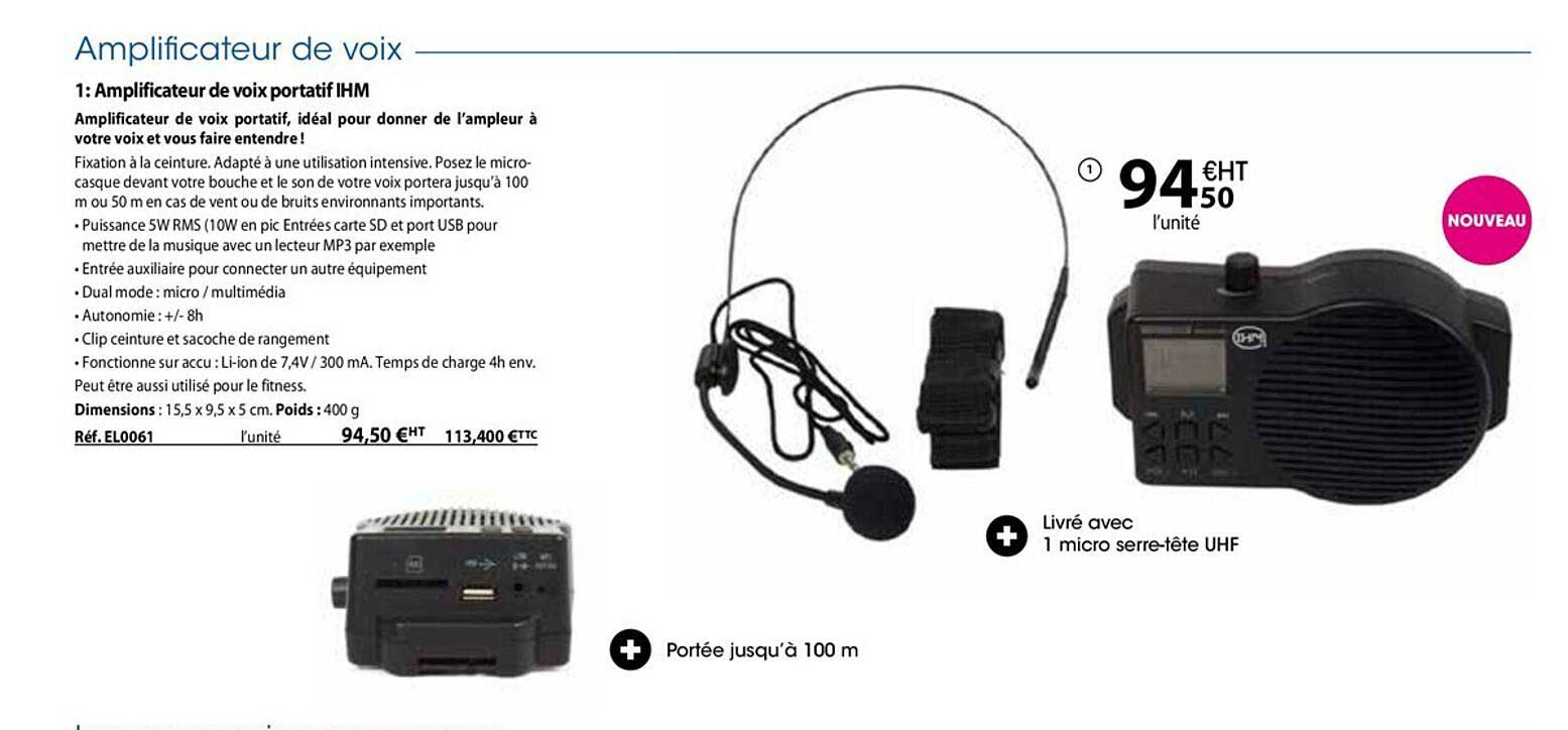 amplificateur de voix portatif ihm
