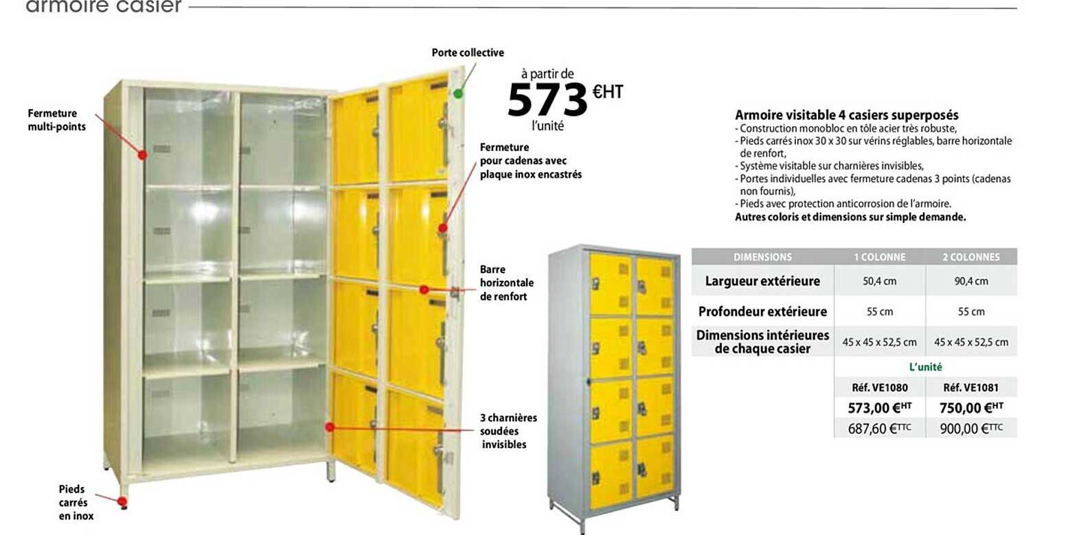 armoire visitable 4 casiers superposés