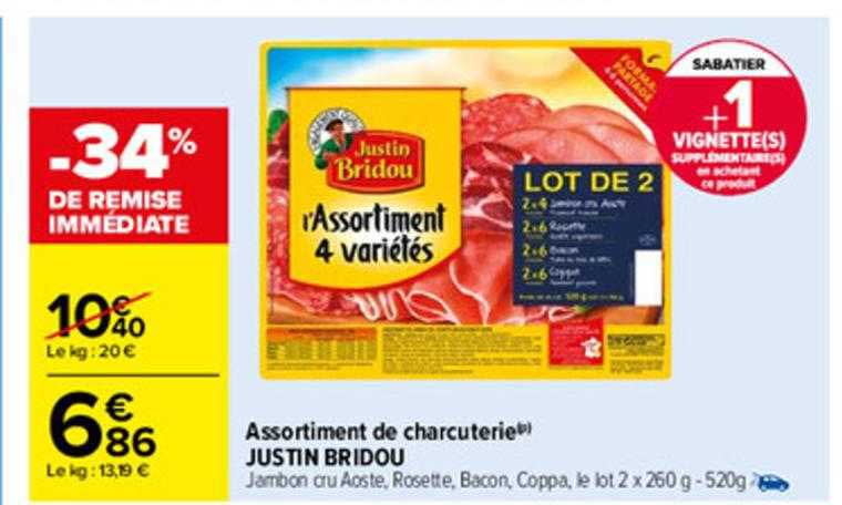 assortiment de charcuterie justin bridou