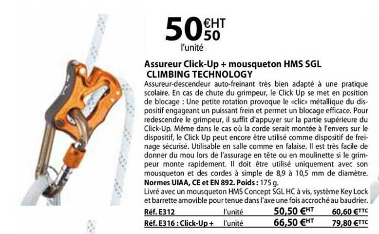 assureur click-up + mousqueton hms sgl climbing technology