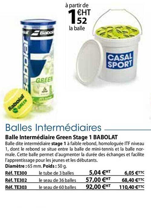 balle intermédiaire green stage 1 babolat