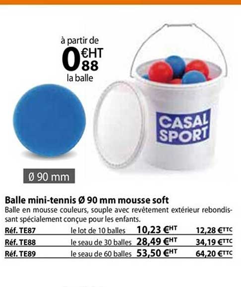 balle mini-tennis ø 90 mm mousse soft
