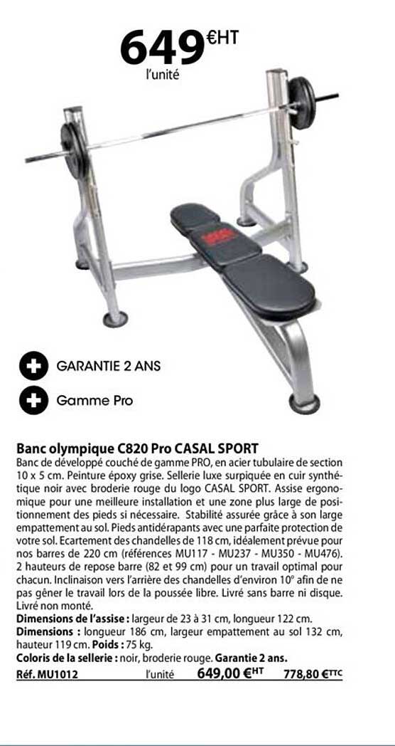 banc olympique c820 pro casal sport