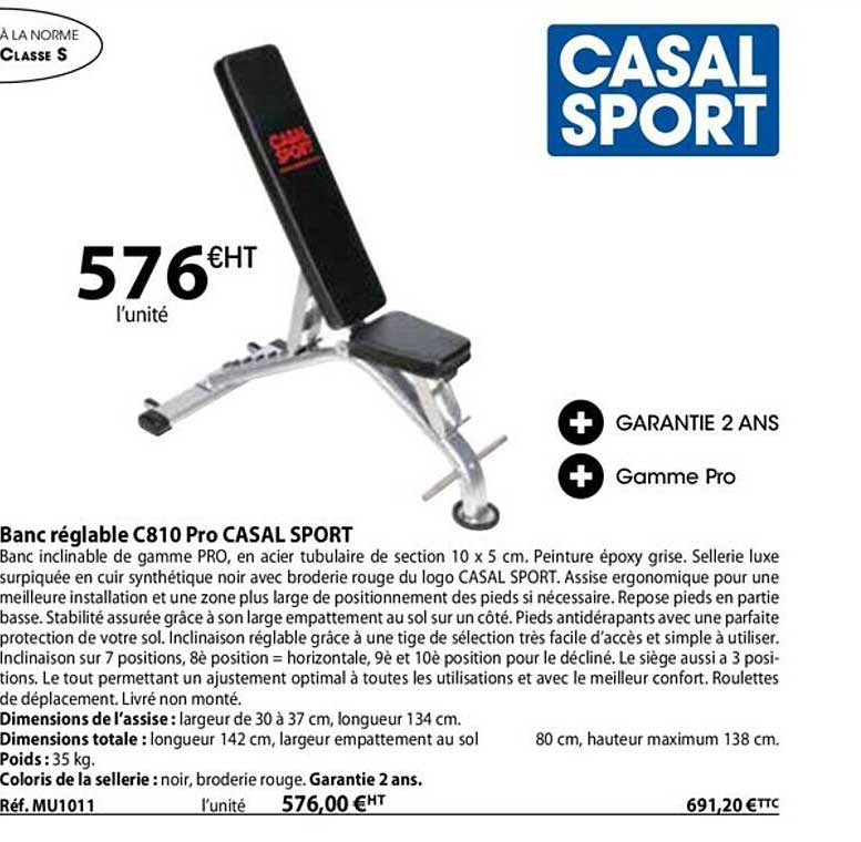 banc réglable c810 pro casal sport