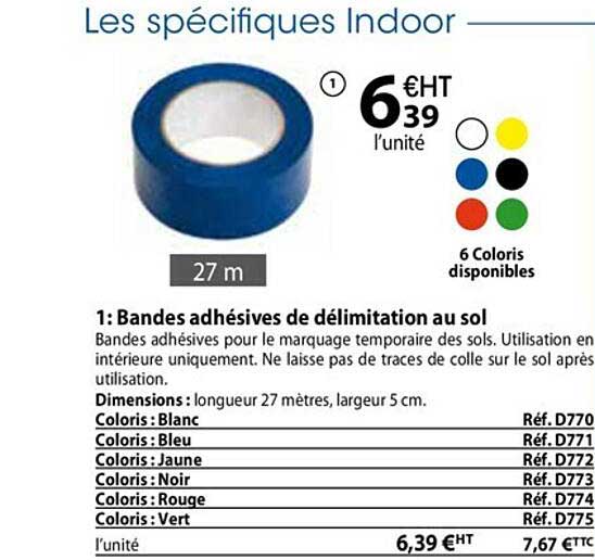 bandes adhésives de délimitation au sol