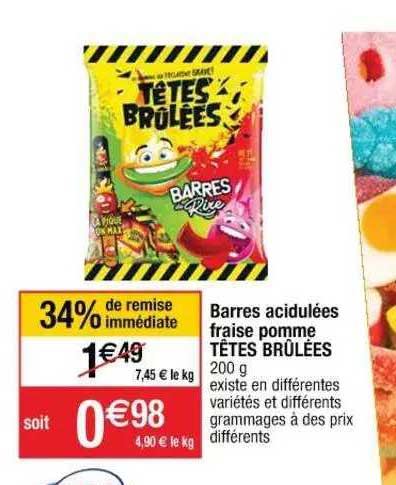 barres acidulées fraise pommes têtes brûlées