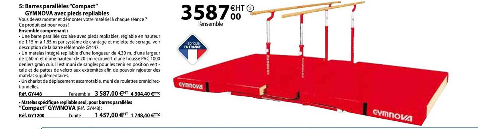 barres parallèles "compact" gymnova avec pieds repliables