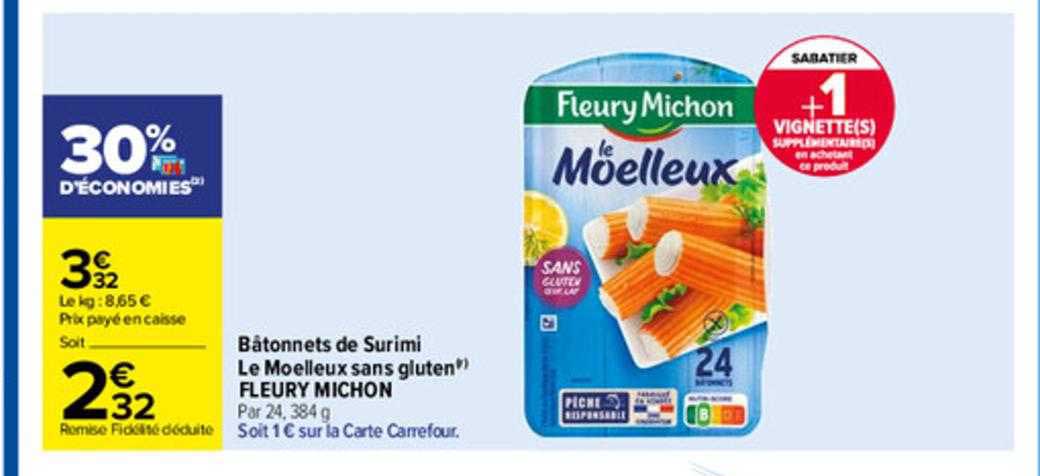 bâtonnets de surimi le moelleux sans gluten fleury michon