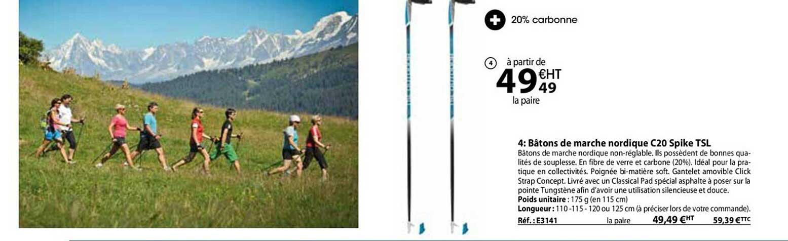bâtons de marche nordique c20 spike tsl