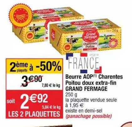 beurre aop charentes poitou doux extra-fin grand fermage