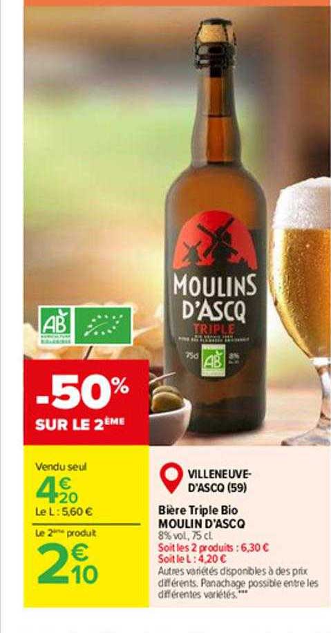 Bière Triple Bio Moulin D'ascq