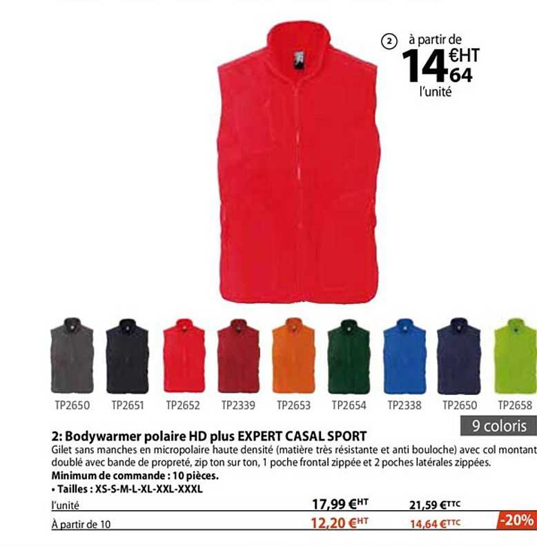 bodywamer polaire hd plus expert casal sport