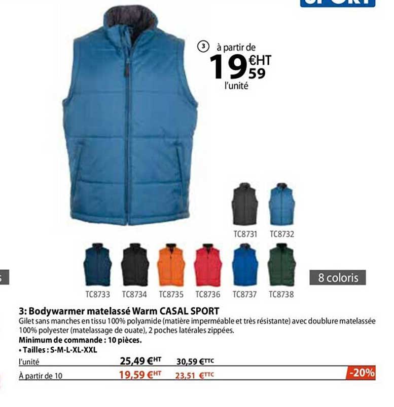 bodywarmer matelassé warm casal sport