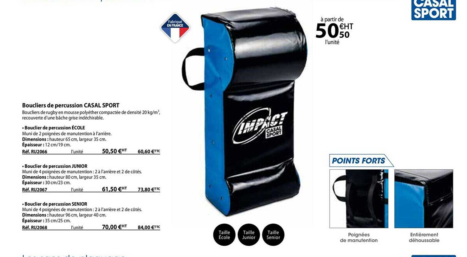 boucliers de percussion casal sport