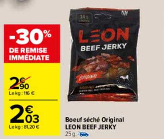 bœuf séché original léon beef jerky
