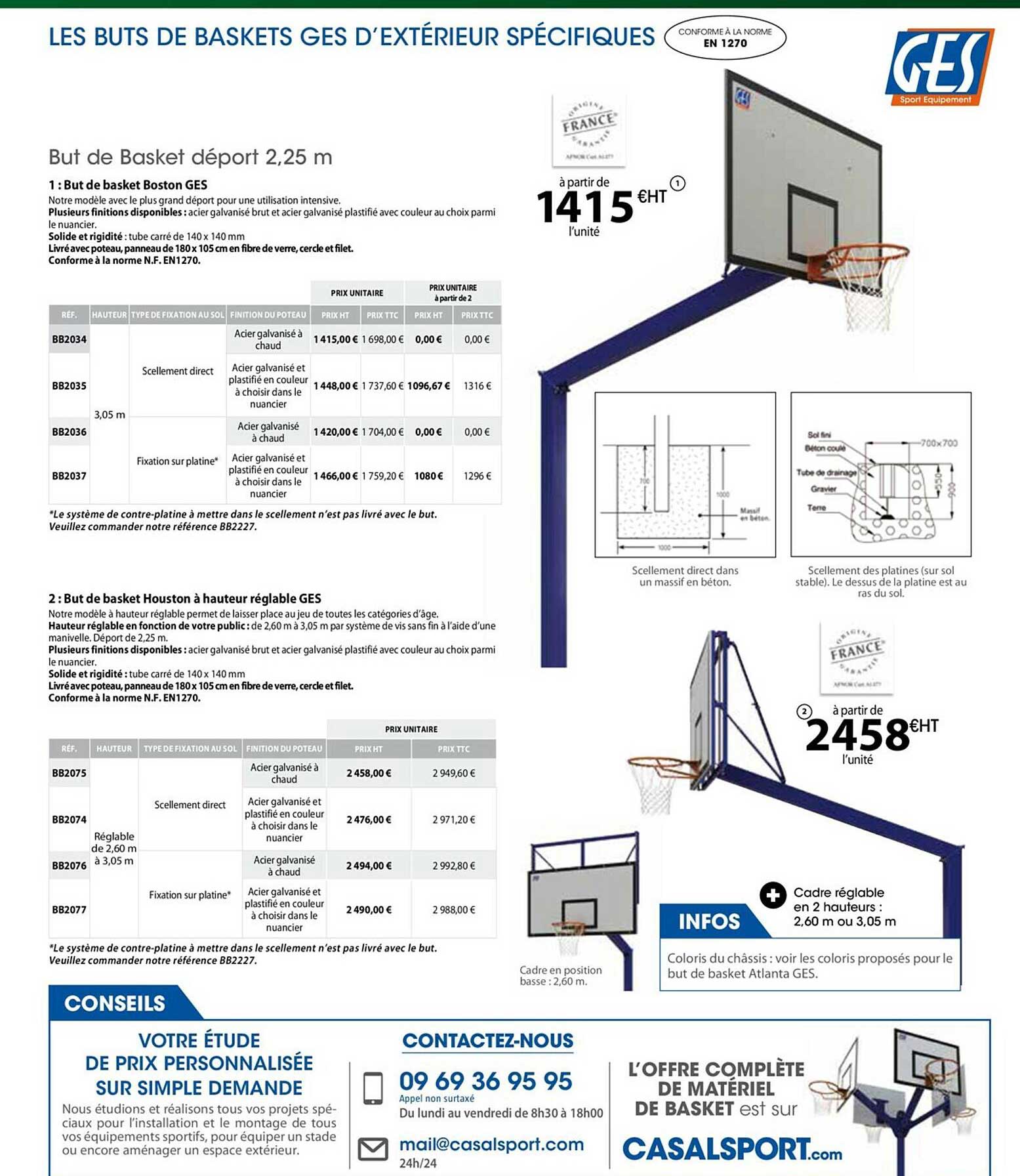 buts de baskets ges d'extérieur spécifiques